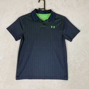 Under Armour Boys Youth MD JM M Loose Fit‎ Golf Polo Shirt Navy Green